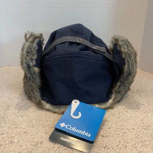 Brand name Columbia Unisex winter hat faux fur Winter Waterproof  Navy Blue
